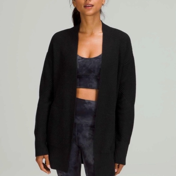 lululemon athletica Sweaters - Lululemon Cashlu Sweater Wrap Style W3EGYS Black 4